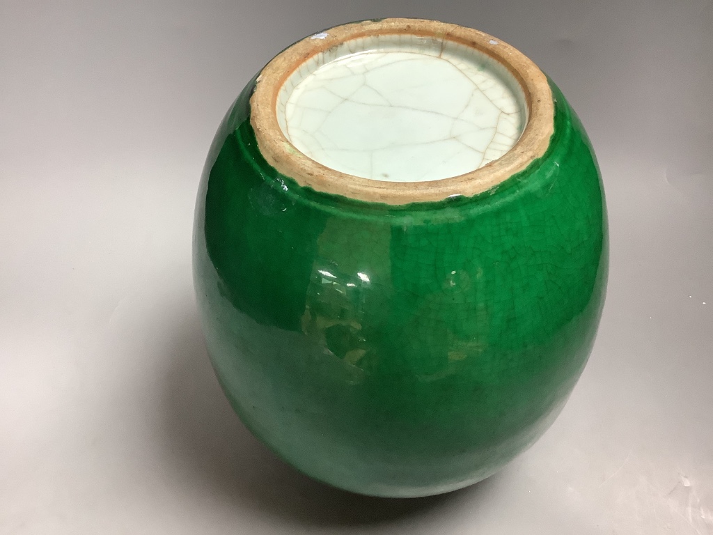 A late 18th / early 19th century Chinese green crackle glaze vase, height 25cm